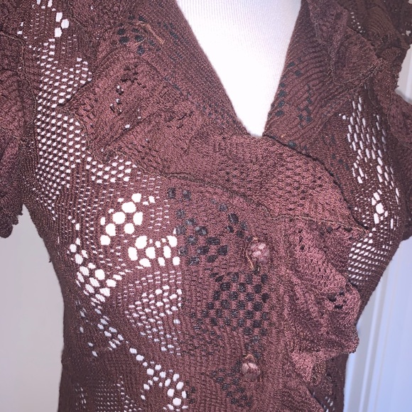 🤎 Eva Franco knit lace button front top 🤎 - Picture 11 of 14